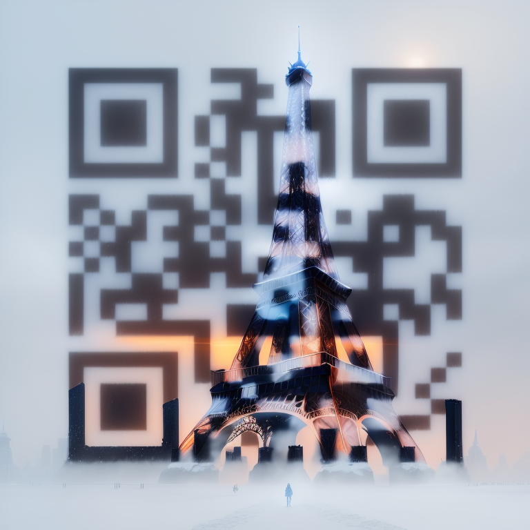 Snowy Eiffel Tower QR Code